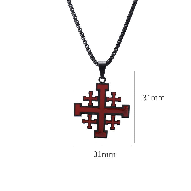 christiandiscipleshop Hip-hop Style Jerusalem Cross Titanium Steel Pendant Necklace