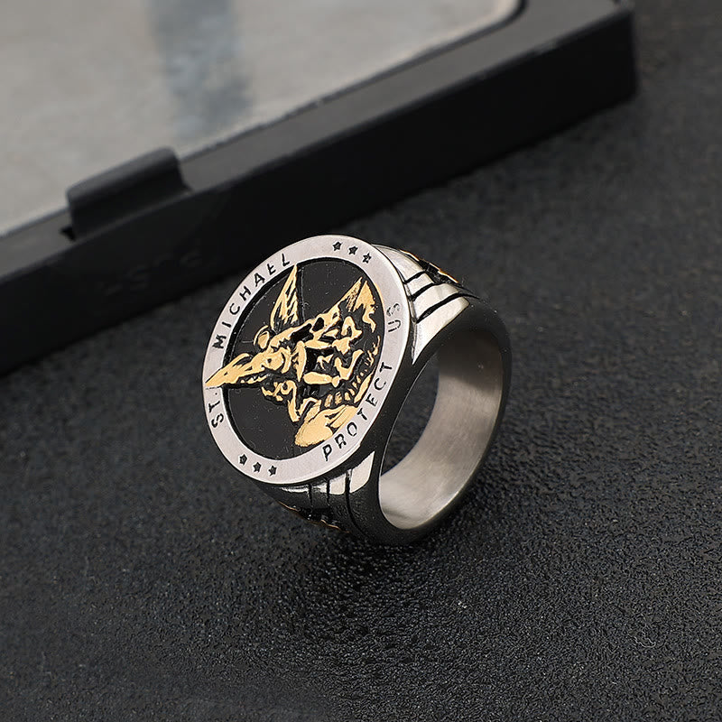Christiandiscipleshop Retro Style Archangel Michael Titanium Steel Ring
