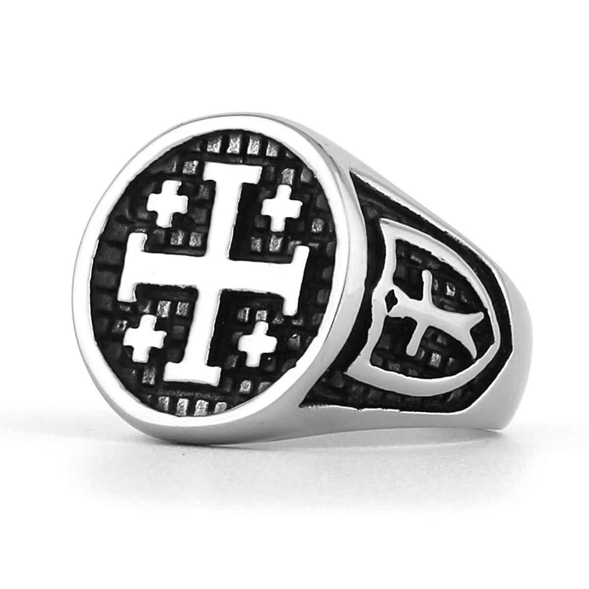 Christiandiscipleshop Retro Minimalist Style Jerusalem Cross Ring