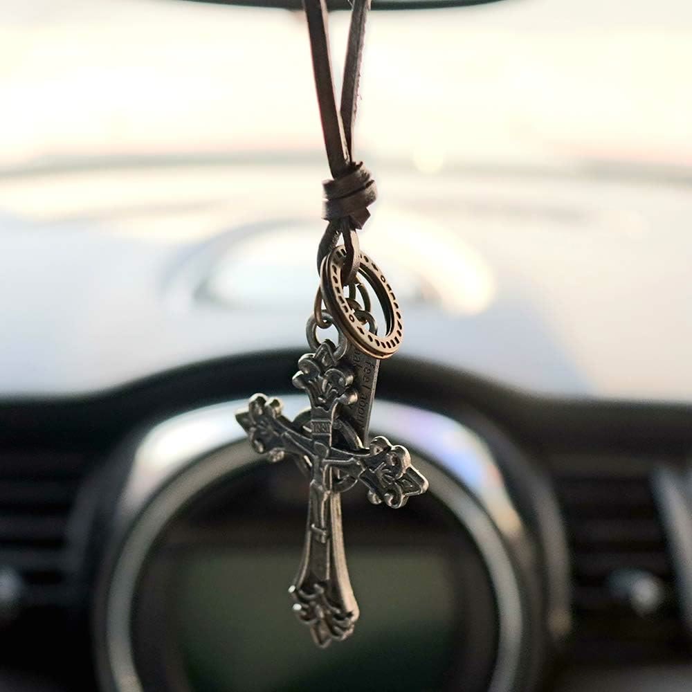 Christiandiscipleshop Retro Classic Style Crucifix Pendant Leather Rope Necklace