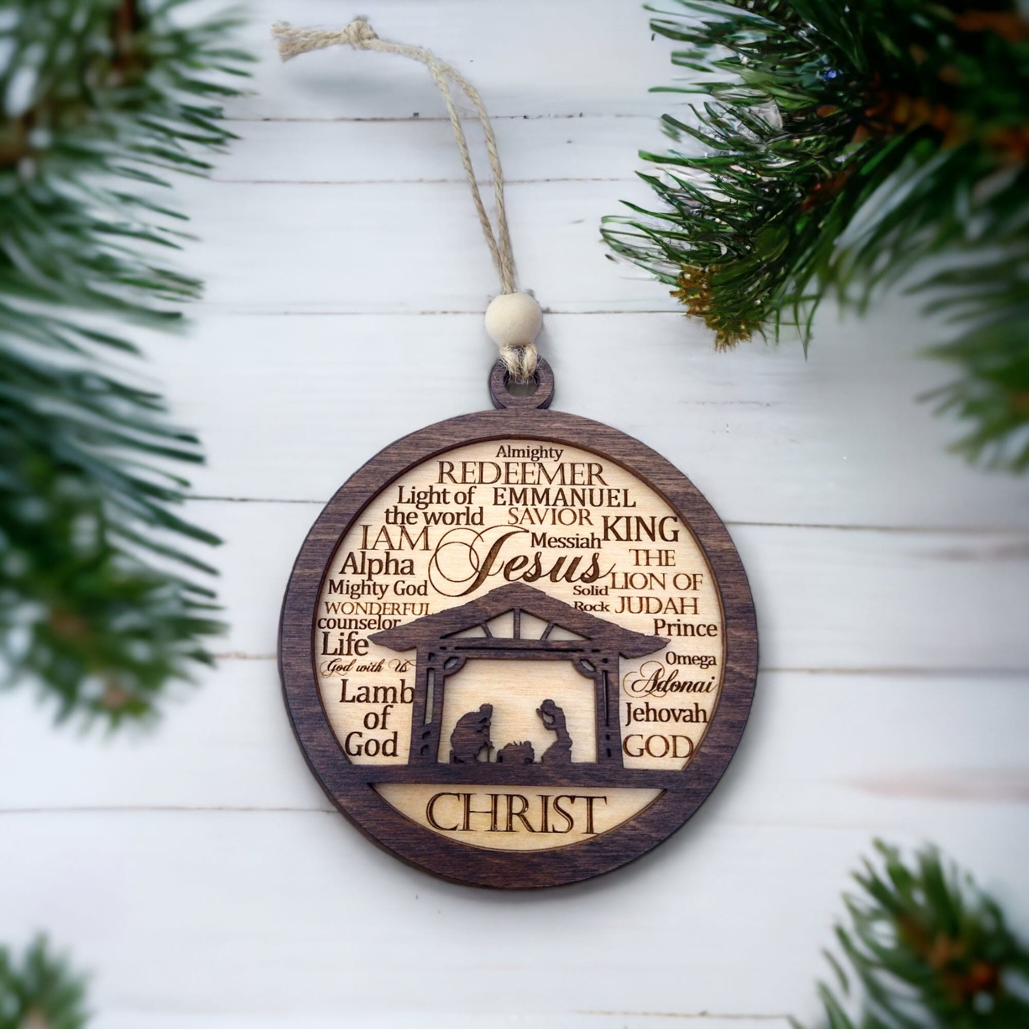 Christiandiscipleshop Rustic Style Layered Wooden Bible Verse Christmas Nativity Ornaments