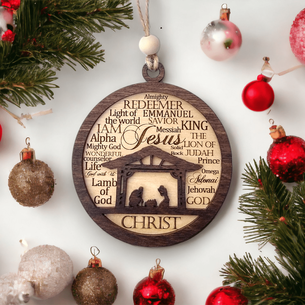 Christiandiscipleshop Rustic Style Layered Wooden Bible Verse Christmas Nativity Ornaments