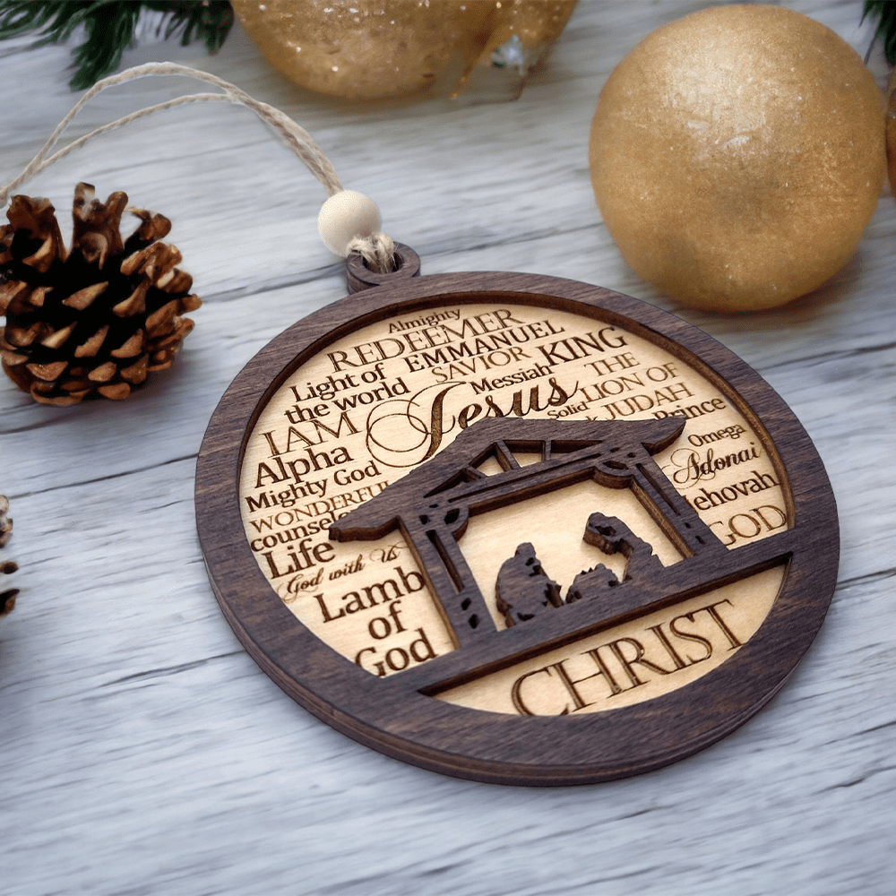 Christiandiscipleshop Rustic Style Layered Wooden Bible Verse Christmas Nativity Ornaments