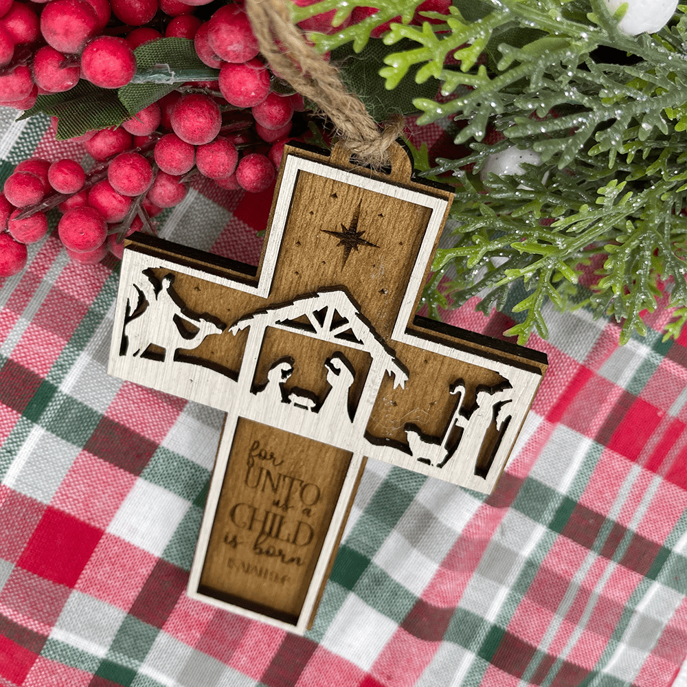 Christiandiscipleshop Rustic Style Cross Ornaments with Isaiah 9:6 Quote Christmas Nativity Ornaments
