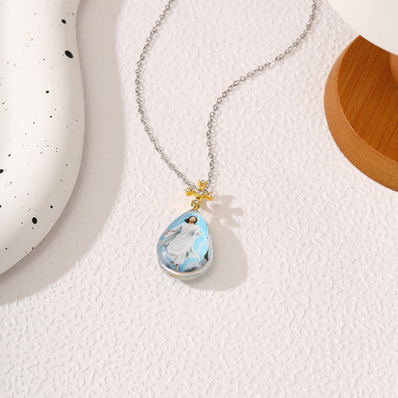Christiandiscipleshop Simple Fashion Style Crystal Jesus Series Pendant Necklace