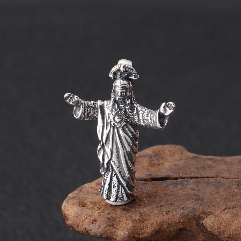 Christiandiscipleshop Retro Old-Fashioned Style Jesus Sterling Silver Pendant Necklace