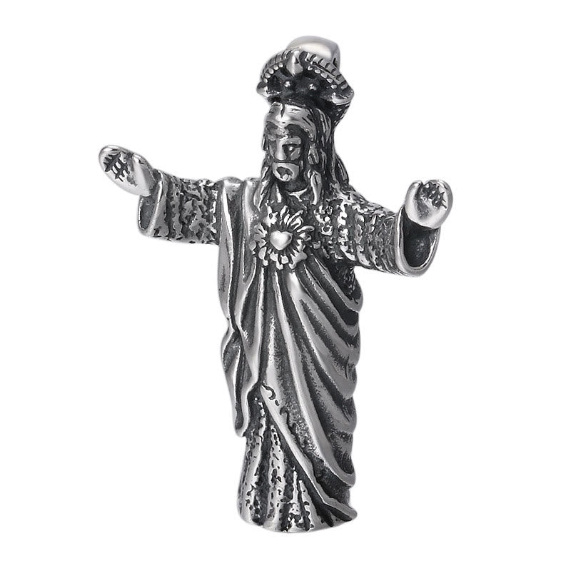 Christiandiscipleshop Retro Old-Fashioned Style Jesus Sterling Silver Pendant Necklace