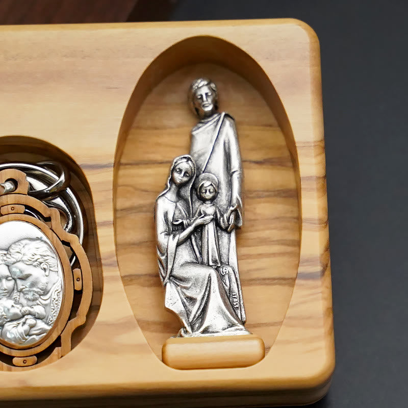 christiandiscipleshop Handmade Religious Devotional Olive Wood Holy Family Rosary Set