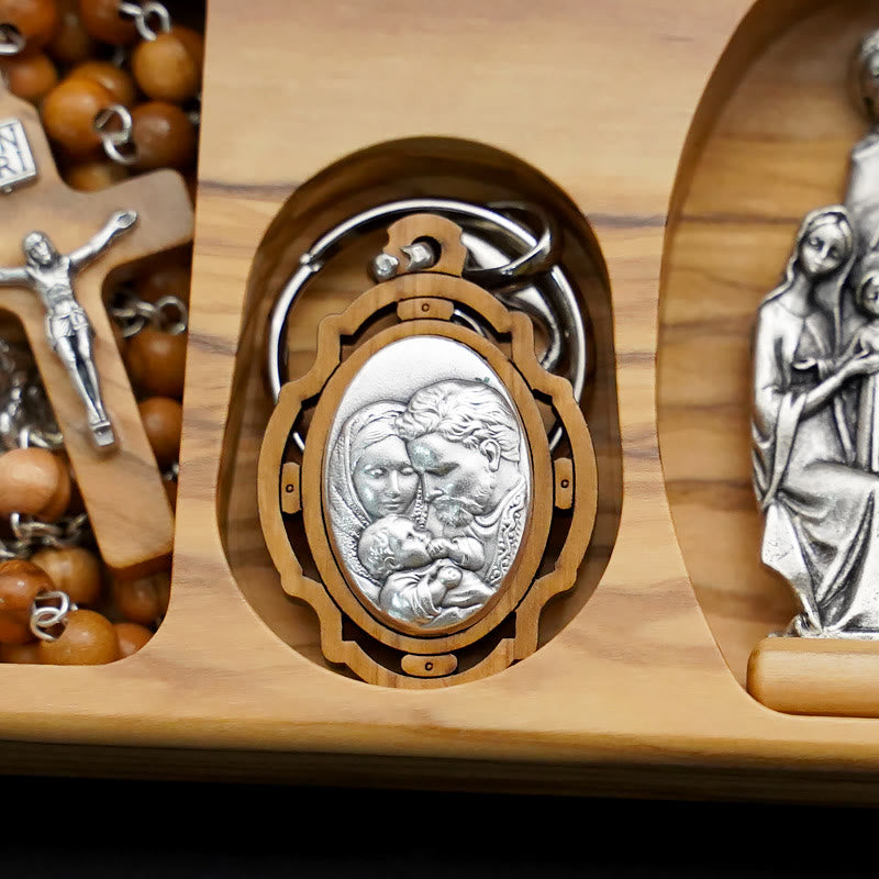 christiandiscipleshop Handmade Religious Devotional Olive Wood Holy Family Rosary Set