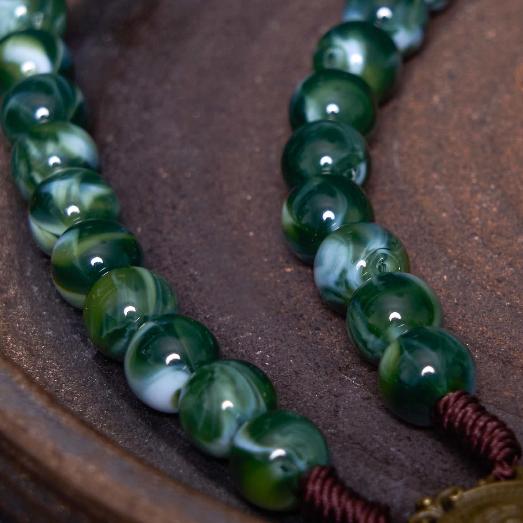 Christiandiscipleshop Our Lady of Guadalupe & Crucifix of 10 mm Round Green Agate Nylon Cord Rosary
