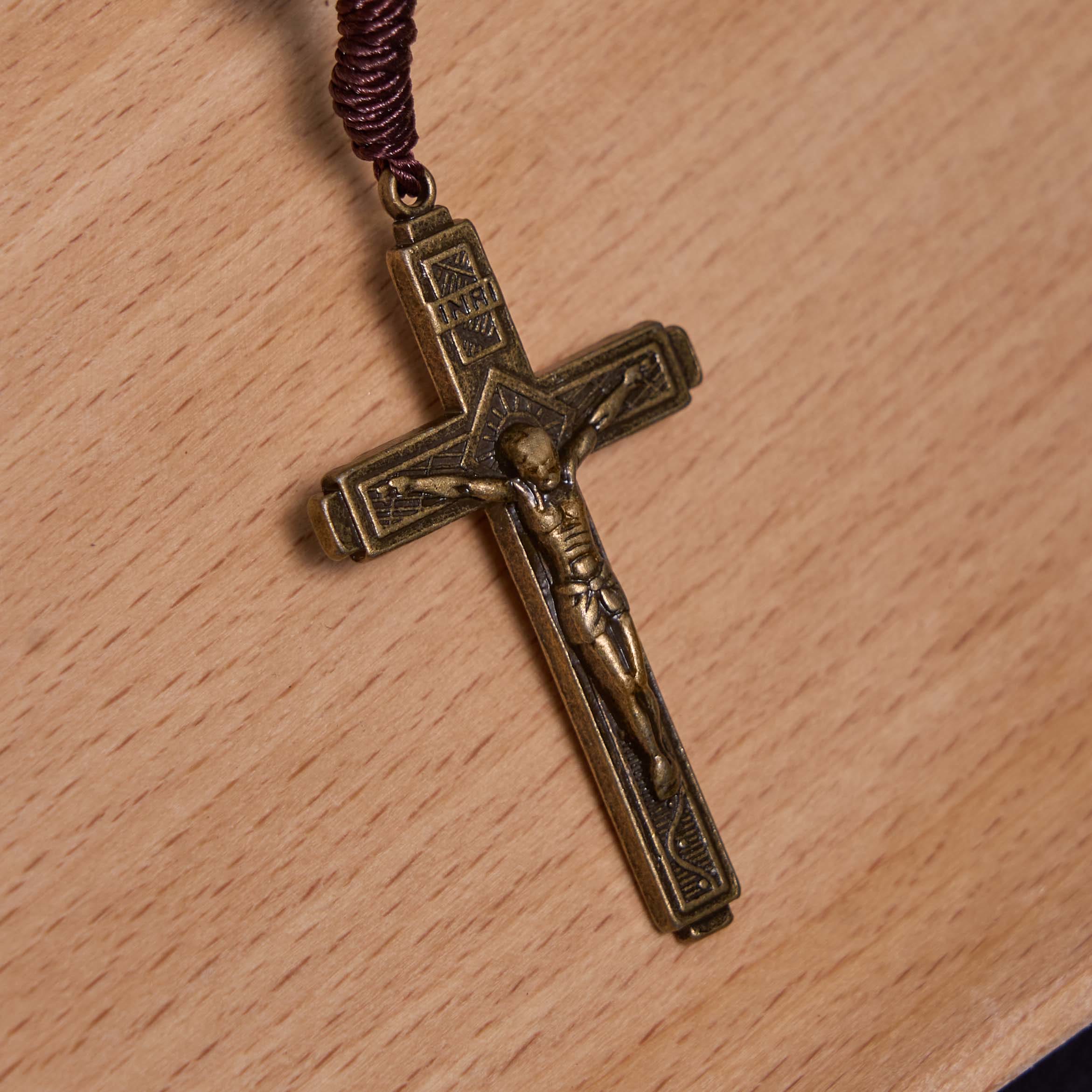 Christiandiscipleshop Our Lady of Guadalupe & Crucifix of 10 mm Round Green Agate Nylon Cord Rosary