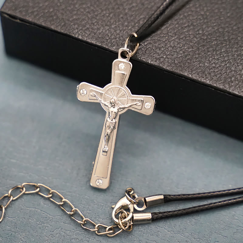 Christiandiscipleshop Retro Claasic Style Crucifix with Colorful Gemstone Pendant Necklace