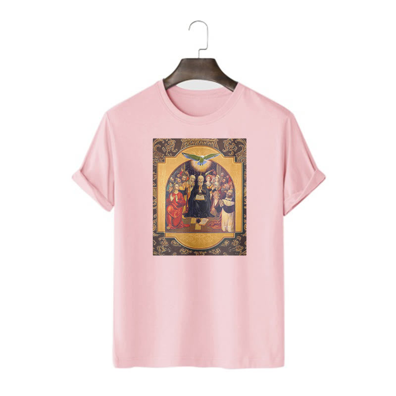 Christiandiscipleshop Classic Style Holy Spirit Apostles Saint Virgin Mary Short Sleeve Washed T-shirt