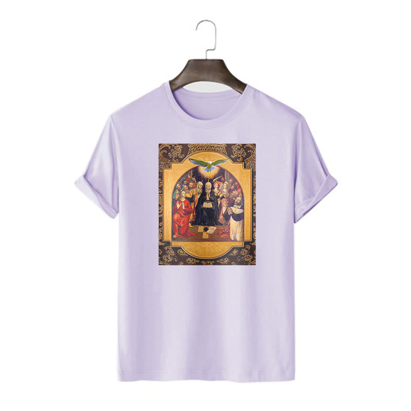 Christiandiscipleshop Classic Style Holy Spirit Apostles Saint Virgin Mary Short Sleeve Washed T-shirt