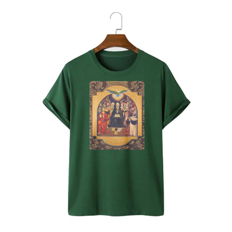 Christiandiscipleshop Classic Style Holy Spirit Apostles Saint Virgin Mary Short Sleeve Washed T-shirt