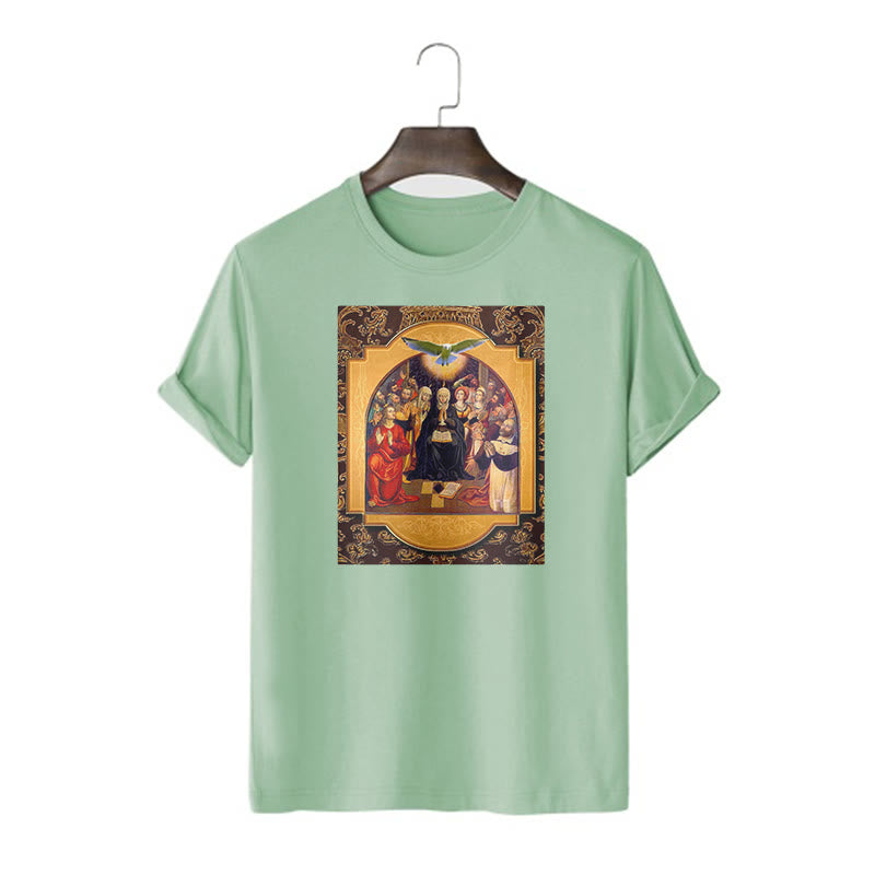 Christiandiscipleshop Classic Style Holy Spirit Apostles Saint Virgin Mary Short Sleeve Washed T-shirt