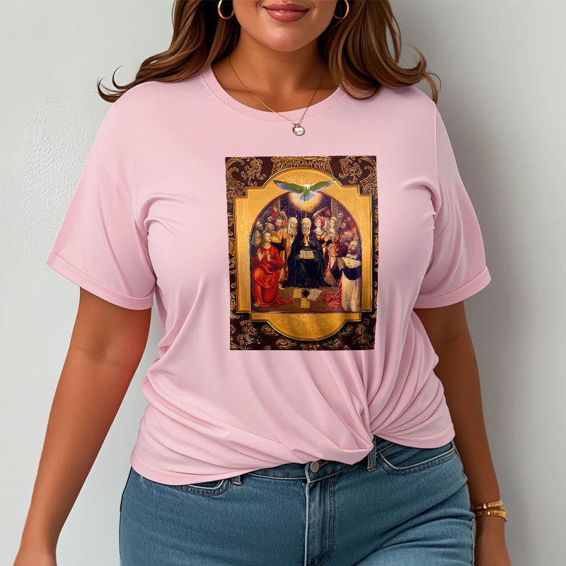 Christiandiscipleshop Classic Style Holy Spirit Apostles Saint Virgin Mary Short Sleeve Washed T-shirt