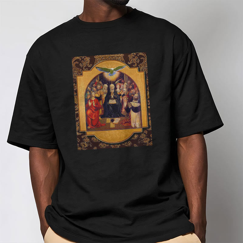 Christiandiscipleshop Classic Style Holy Spirit Apostles Saint Virgin Mary Short Sleeve Washed T-shirt