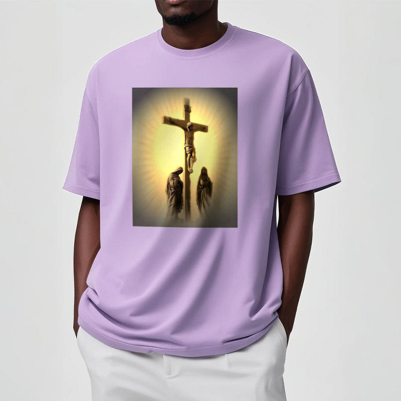Christiandiscipleshop Classic Style Crucifixion of Jesus Graphic Short Sleeve Washed T-shirt