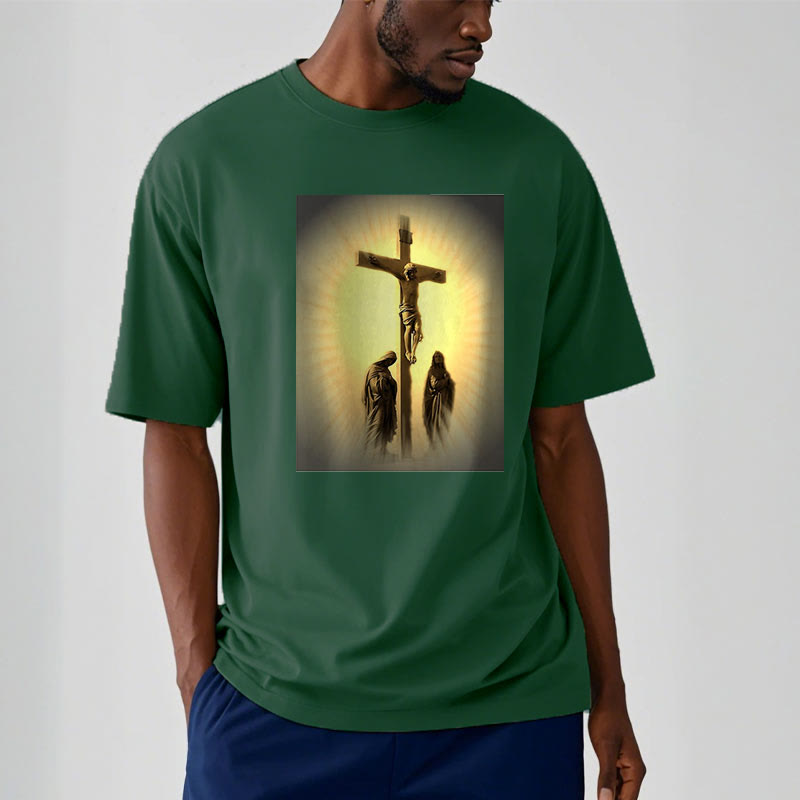 Christiandiscipleshop Classic Style Crucifixion of Jesus Graphic Short Sleeve Washed T-shirt