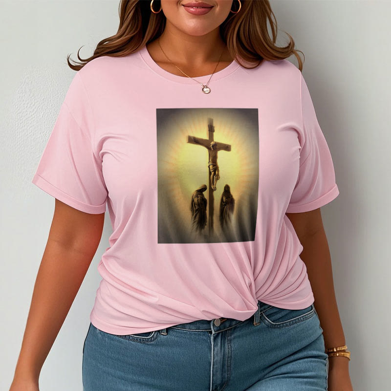 Christiandiscipleshop Classic Style Crucifixion of Jesus Graphic Short Sleeve Washed T-shirt