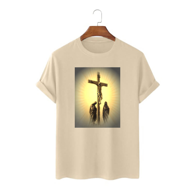 Christiandiscipleshop Classic Style Crucifixion of Jesus Graphic Short Sleeve Washed T-shirt