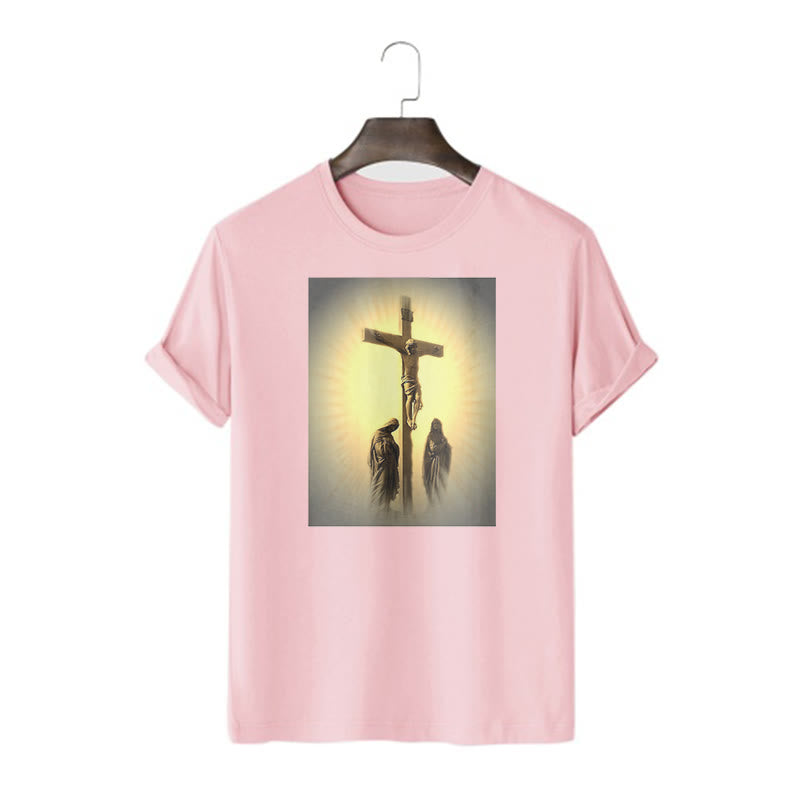 Christiandiscipleshop Classic Style Crucifixion of Jesus Graphic Short Sleeve Washed T-shirt