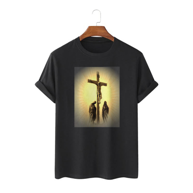 Christiandiscipleshop Classic Style Crucifixion of Jesus Graphic Short Sleeve Washed T-shirt