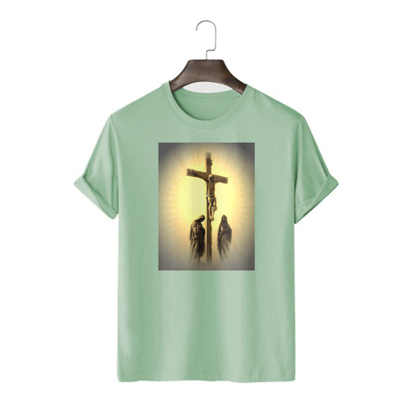 Christiandiscipleshop Classic Style Crucifixion of Jesus Graphic Short Sleeve Washed T-shirt