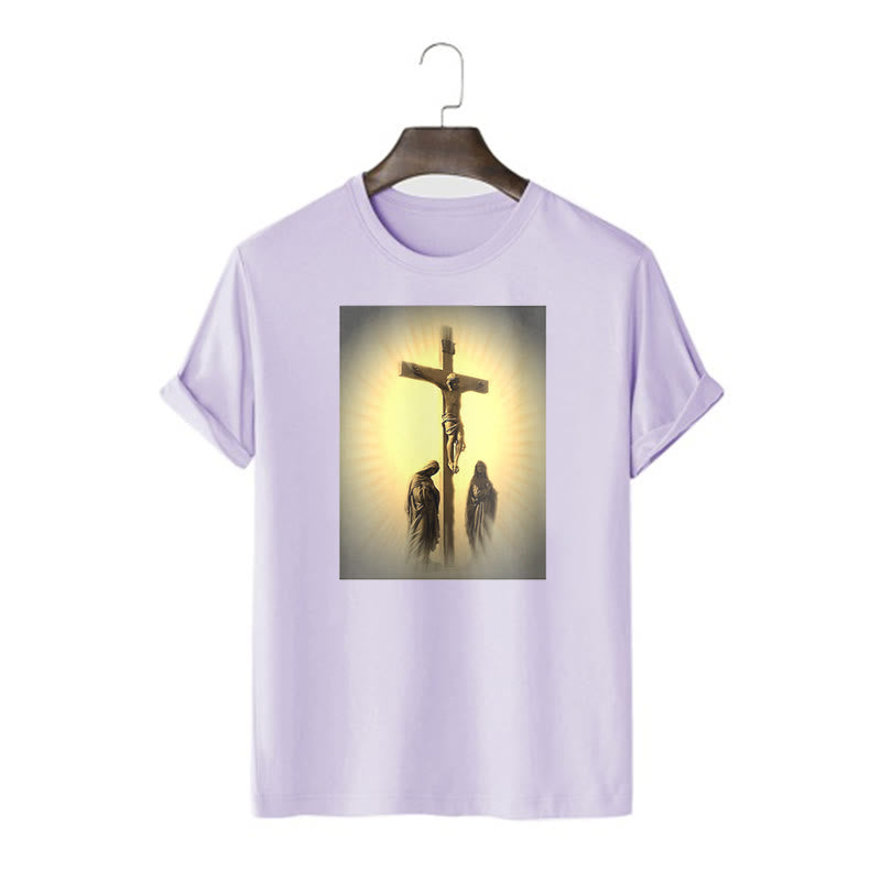 Christiandiscipleshop Classic Style Crucifixion of Jesus Graphic Short Sleeve Washed T-shirt