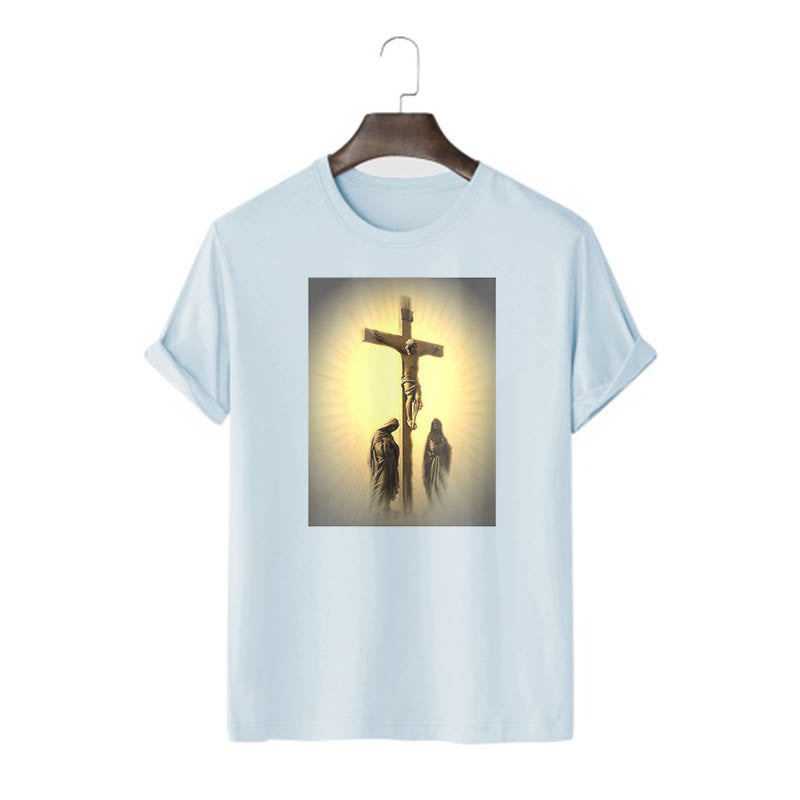 Christiandiscipleshop Classic Style Crucifixion of Jesus Graphic Short Sleeve Washed T-shirt