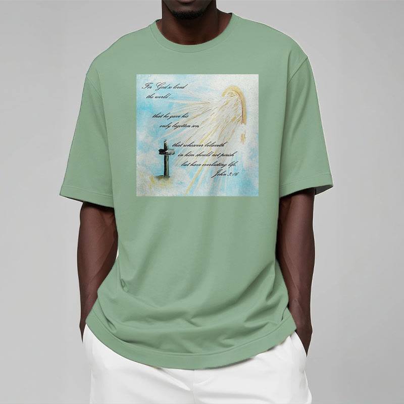 Christiandiscipleshop Classic Style For God so Loved the World Short Sleeve Washed T-shirt