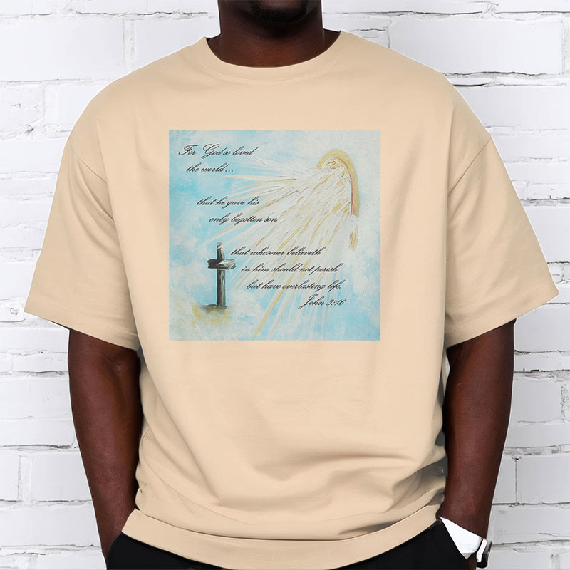 Christiandiscipleshop Classic Style For God so Loved the World Short Sleeve Washed T-shirt