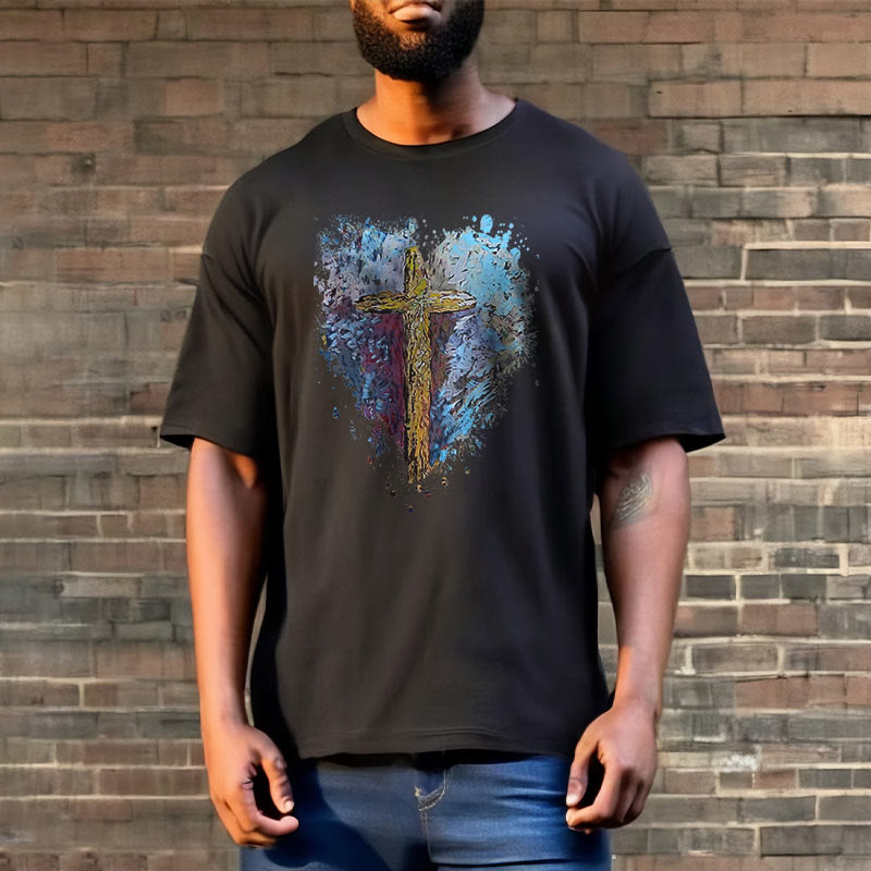 Christiandiscipleshop Classic Style Cross my Heart Short Sleeve Washed T-shirt