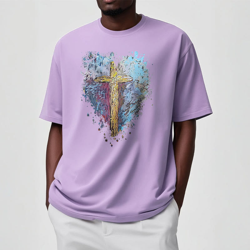 Christiandiscipleshop Classic Style Cross my Heart Short Sleeve Washed T-shirt
