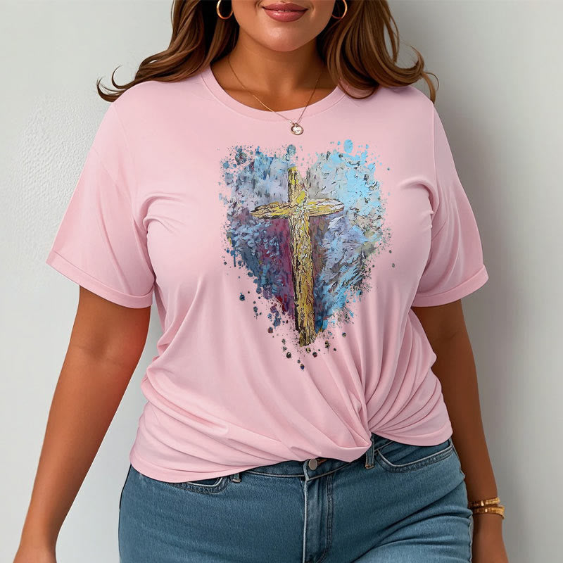 Christiandiscipleshop Classic Style Cross my Heart Short Sleeve Washed T-shirt