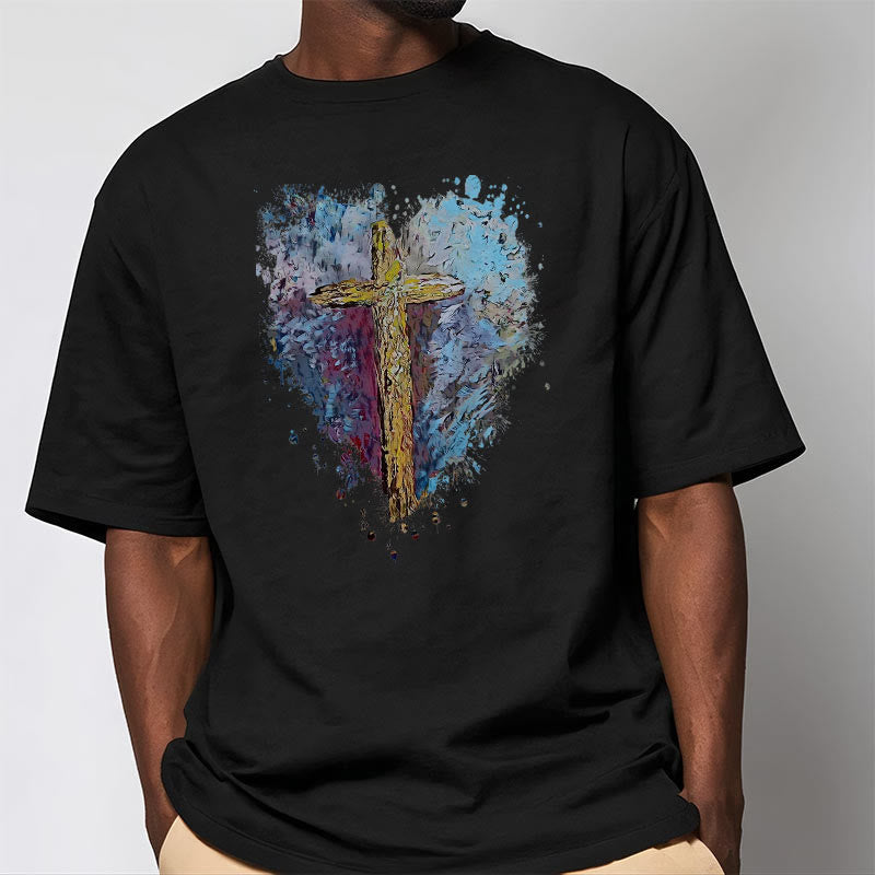 Christiandiscipleshop Classic Style Cross my Heart Short Sleeve Washed T-shirt