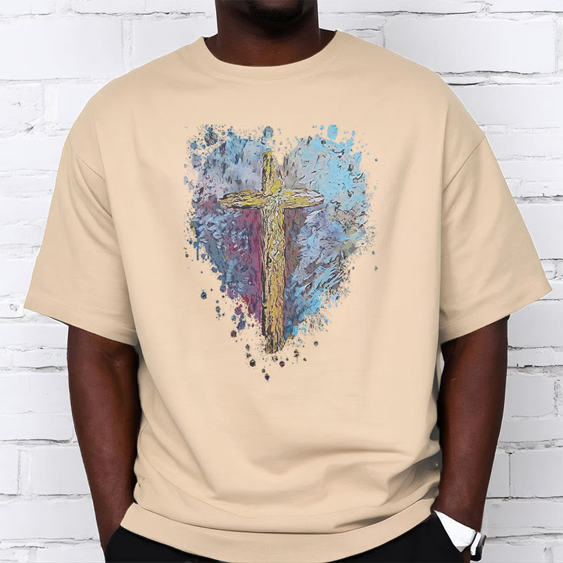 Christiandiscipleshop Classic Style Cross my Heart Short Sleeve Washed T-shirt