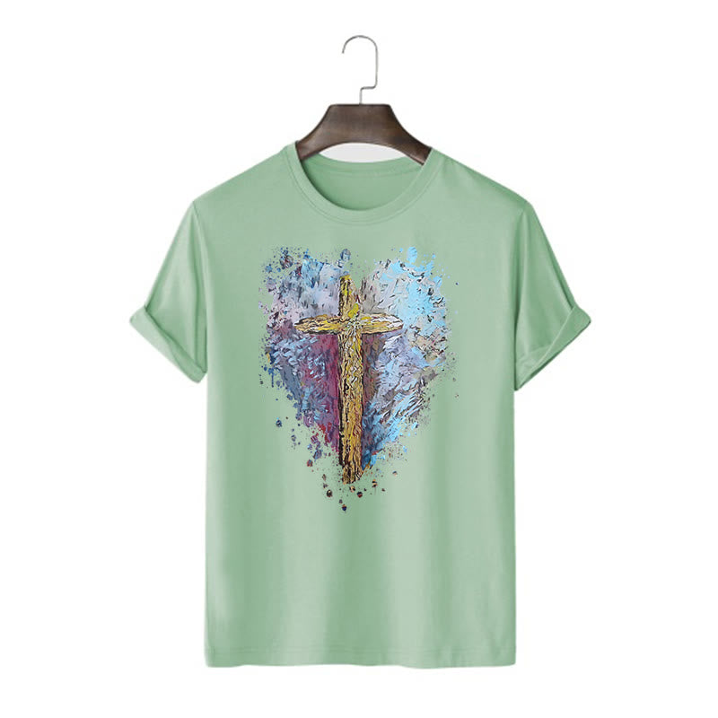 Christiandiscipleshop Classic Style Cross my Heart Short Sleeve Washed T-shirt