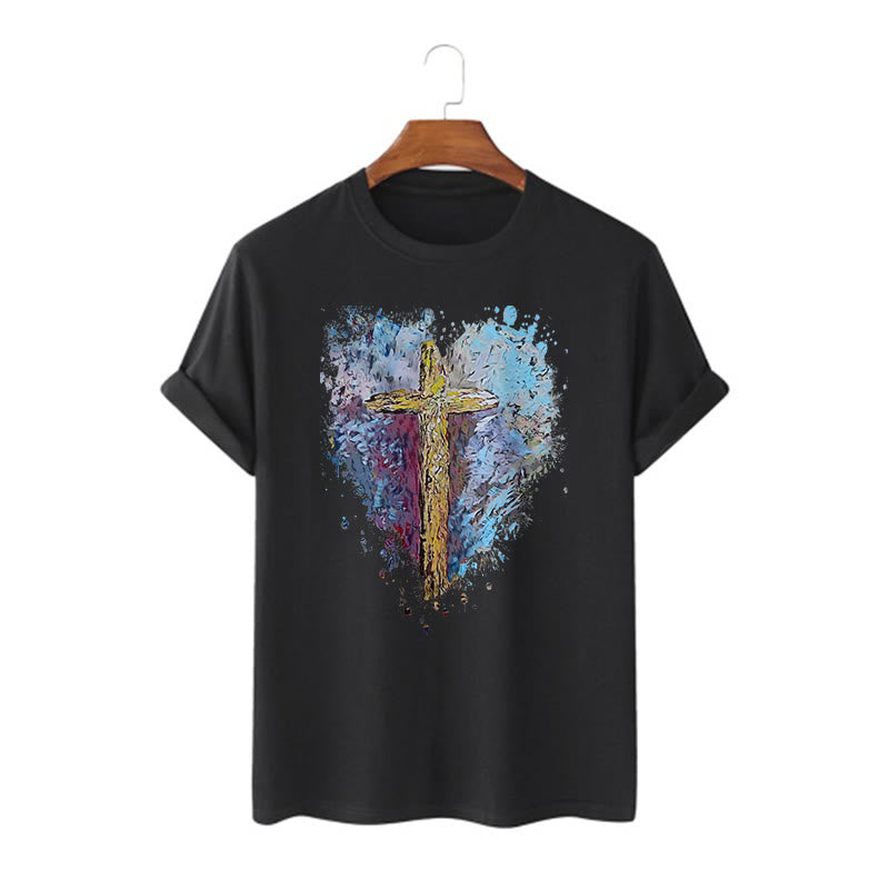 Christiandiscipleshop Classic Style Cross my Heart Short Sleeve Washed T-shirt