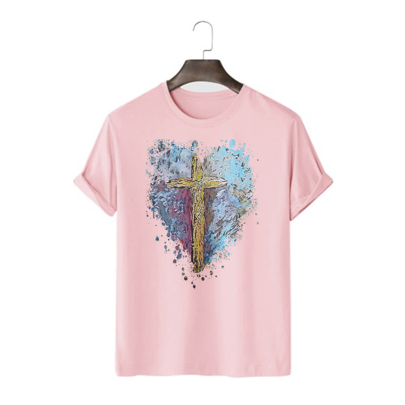Christiandiscipleshop Classic Style Cross my Heart Short Sleeve Washed T-shirt