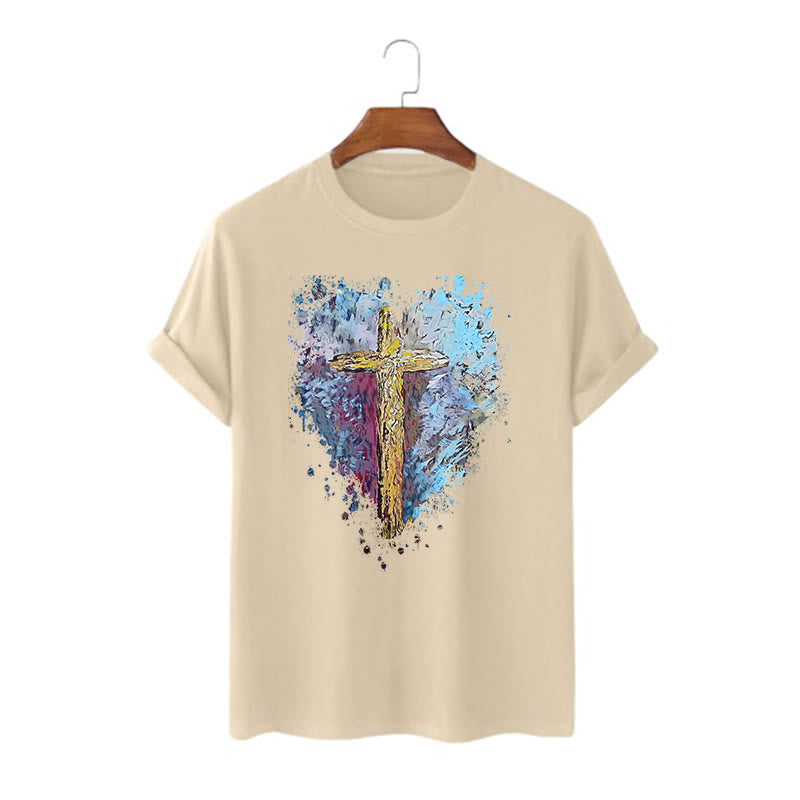 Christiandiscipleshop Classic Style Cross my Heart Short Sleeve Washed T-shirt