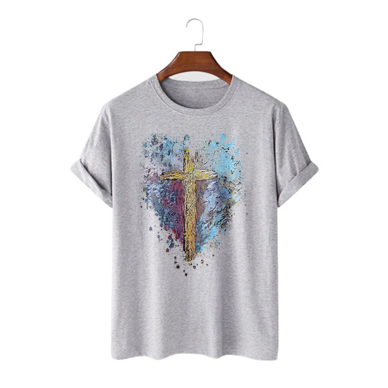 Christiandiscipleshop Classic Style Cross my Heart Short Sleeve Washed T-shirt