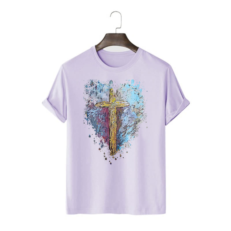 Christiandiscipleshop Classic Style Cross my Heart Short Sleeve Washed T-shirt