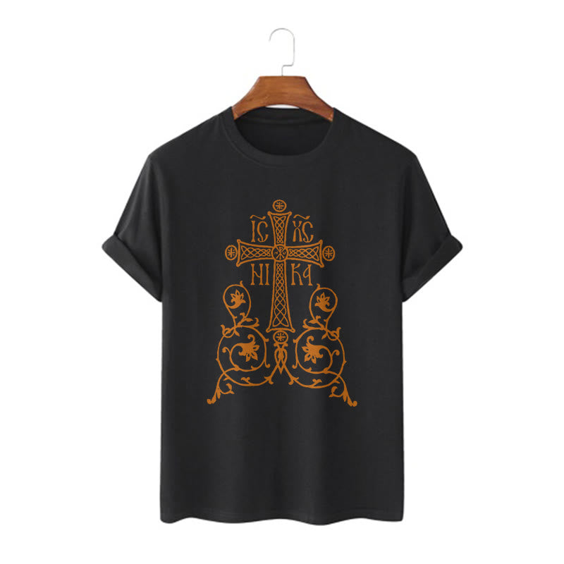 Christiandiscipleshop Classic Style Orthodox Cross Short Sleeve Washed T-shirt