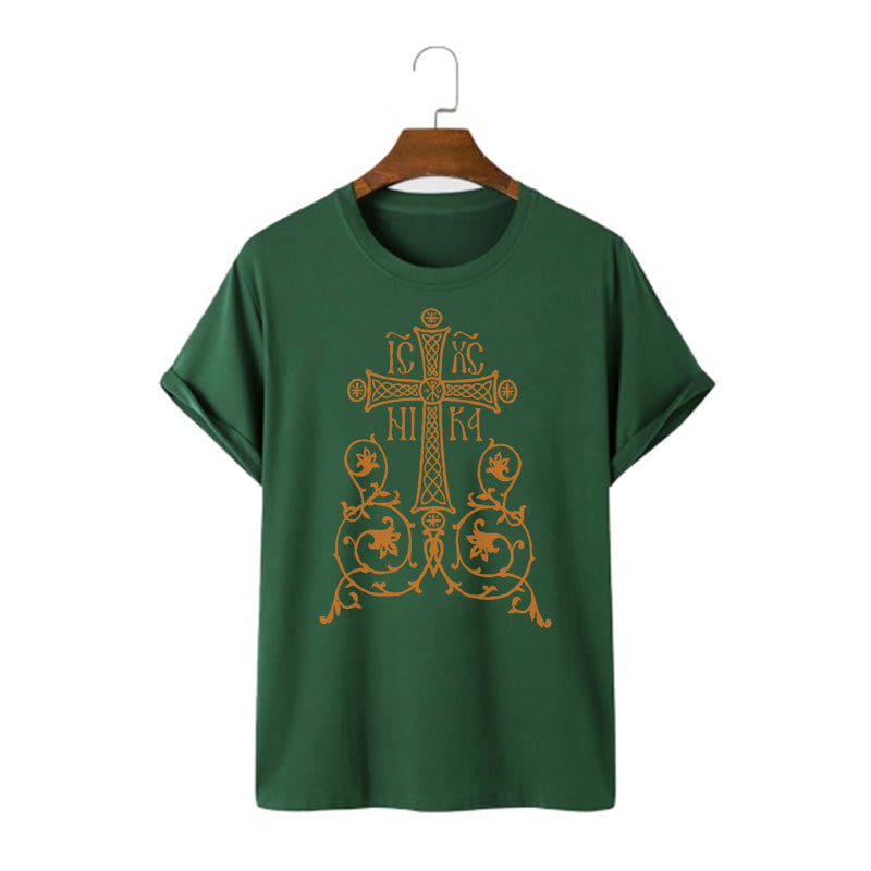Christiandiscipleshop Classic Style Orthodox Cross Short Sleeve Washed T-shirt