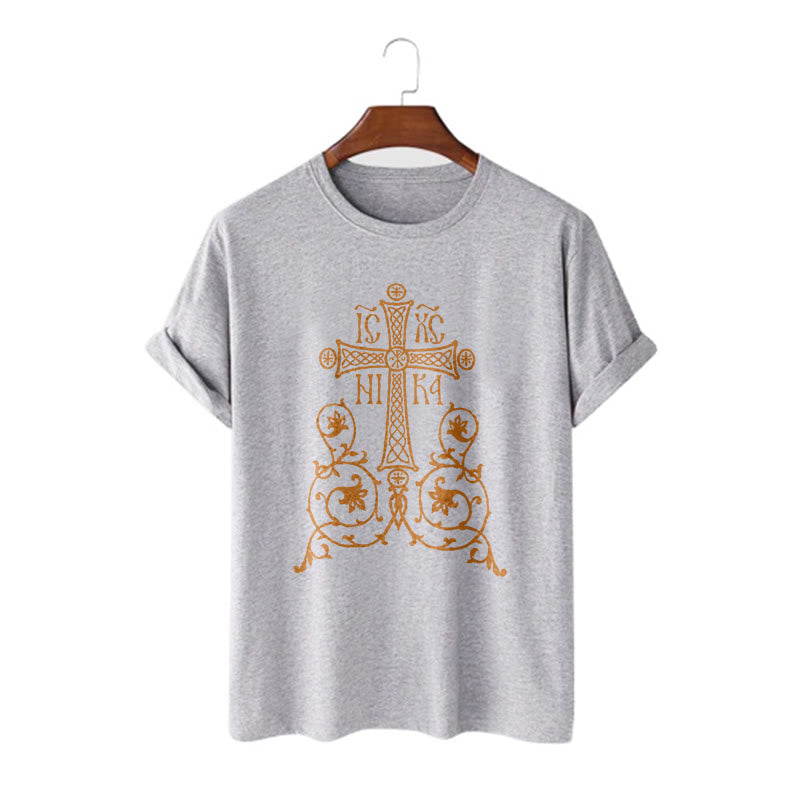 Christiandiscipleshop Classic Style Orthodox Cross Short Sleeve Washed T-shirt