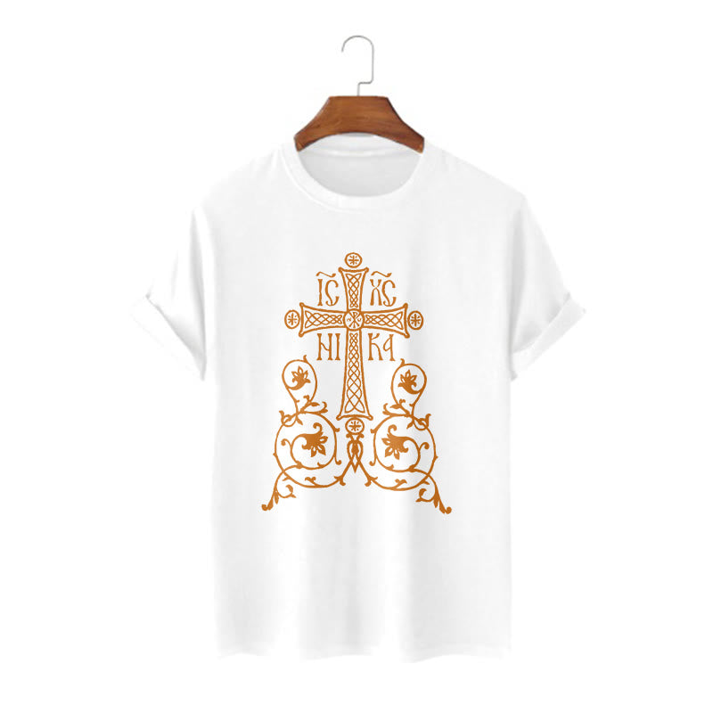 Christiandiscipleshop Classic Style Orthodox Cross Short Sleeve Washed T-shirt