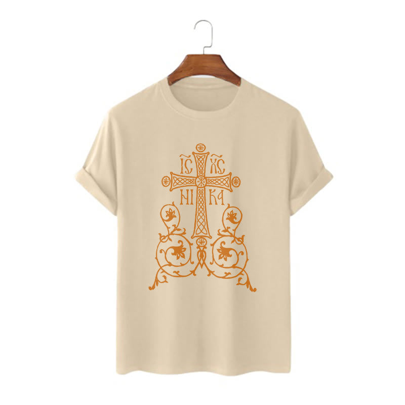 Christiandiscipleshop Classic Style Orthodox Cross Short Sleeve Washed T-shirt