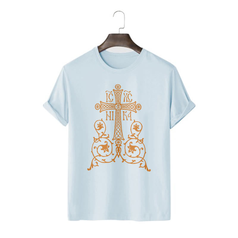 Christiandiscipleshop Classic Style Orthodox Cross Short Sleeve Washed T-shirt